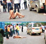 維權女遭公安脫光　當街裸奔