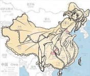 中國地圖變美女 畫家創「萌化地圖」