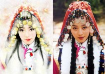 古典美人插画真人对比