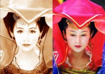 古典美人插画真人对比2