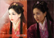 古典美人插画真人对比2