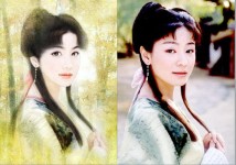 古典美人插画真人对比2