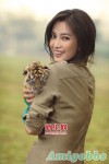 李冰冰冒雨玩幼虎‏